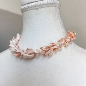 Vintage Pink Coral Puka Shell Bead Necklace Choker‎ Statement
